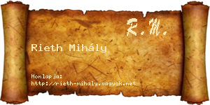 Rieth Mihály névjegykártya